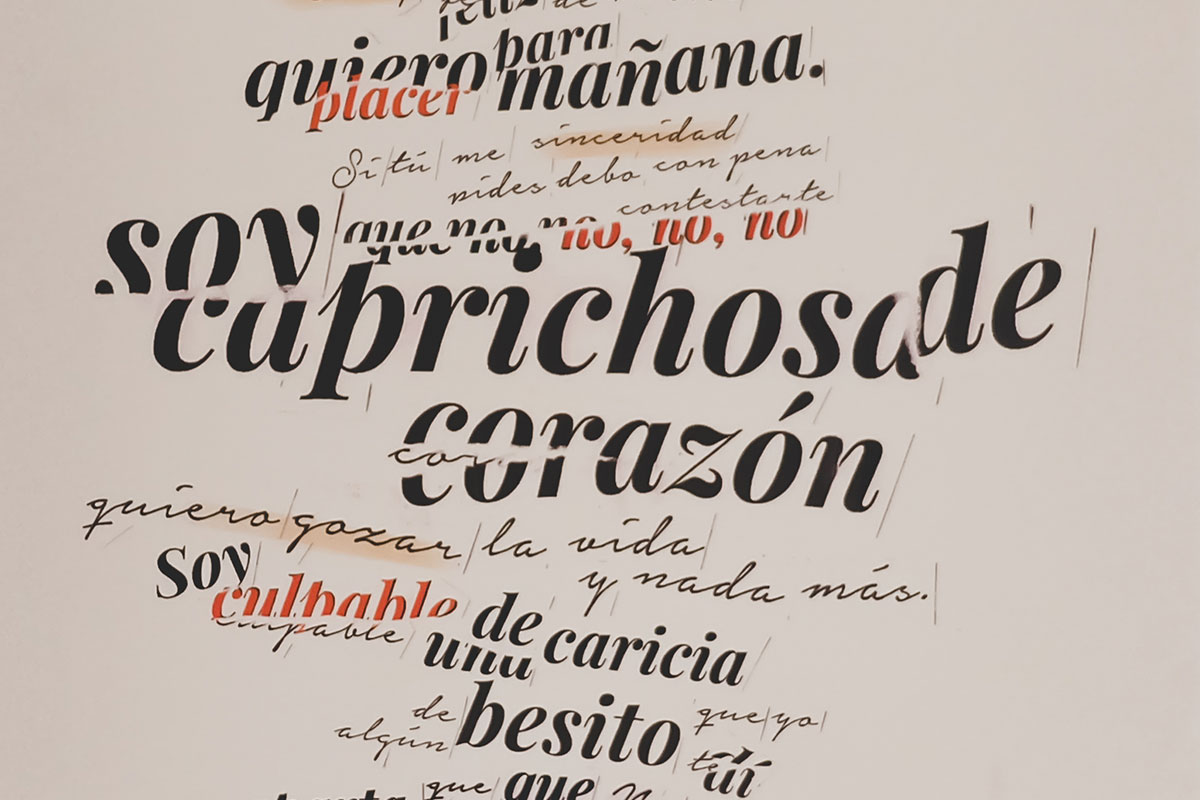 Panel tipografía y expresión. Trabajo de Pamela Grillo.